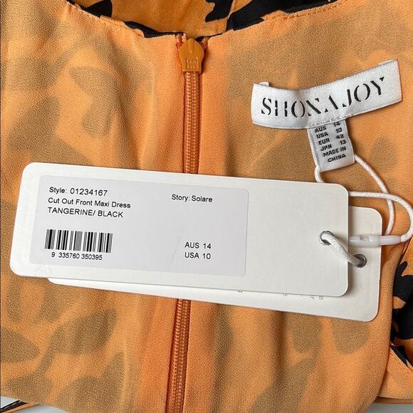 SHONA JOY Solare Cutout Floral Maxi Dress in Tangerine & Black Size 10 - Picture 9 of 10